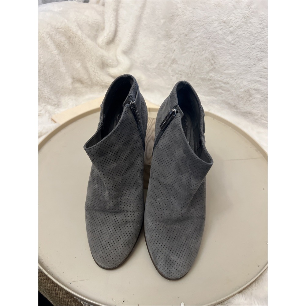 Vince Camuto Parveen Gray Suede Leather Zip Ankle Boots Women Size 7 /EU 37.5
